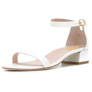 XYD Heels for Women, Open Toe, Ankle Strap, Buckled Low Chunky Block Pumps for W